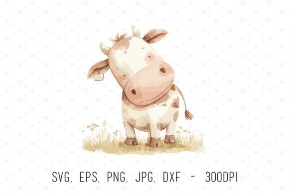 Adorable Watercolor Cow Clipart for Creative Projects
