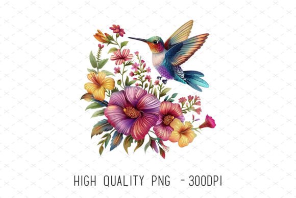 Cute Hummingbird Spring Flowers Clipart: A Designer's Go-To Asset