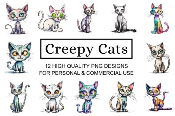 Spooky & Cute Creepy Cats Clipart