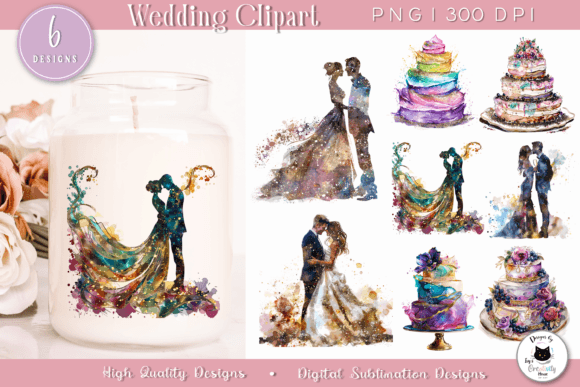 Watercolor Wedding Clipart: Beautiful PNG Designs for Crafts