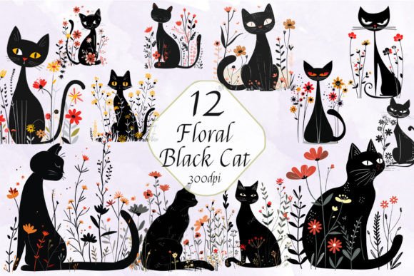 Whimsical Charm: Unlocking the Floral Black Cat Sublimation Bundle